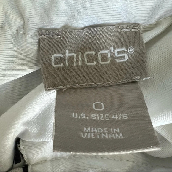 Chico’s Tropical Print Striped Maxi Dress Halter Stretch Jersey Size 0 (4-6) - Picture 11 of 12